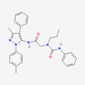 N-[3-Methyl-1-(4-methylphenyl)-4-phenyl-1H-pyrazol-5-YL]-2-[(phenylcarbamoyl)(propyl)amino]acetamide