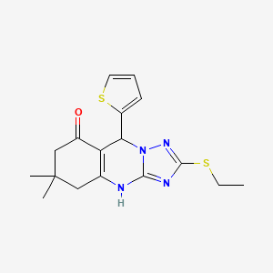 2-(ethylsulfanyl)-6,6-dimethyl-9-(thiophen-2-yl)-5,6,7,9-tetrahydro[1,2,4]triazolo[5,1-b]quinazolin-8(4H)-one