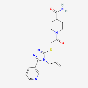 molecular formula C18H22N6O2S B11186019 1-(((4-(2-propen-1-yl)-5-(3-pyridinyl)-4H-1,2,4-triazol-3-yl)sulfanyl)acetyl)-4-piperidinecarboxamide 