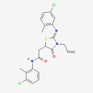 molecular formula C22H21Cl2N3O2S B11186077 N-(3-chloro-2-methylphenyl)-2-[(2Z)-2-[(5-chloro-2-methylphenyl)imino]-4-oxo-3-(prop-2-en-1-yl)-1,3-thiazolidin-5-yl]acetamide 