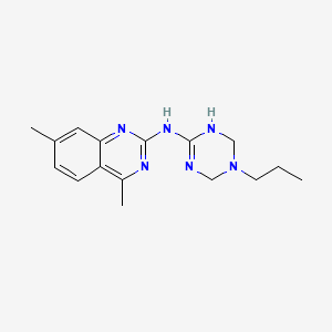 molecular formula C16H22N6 B11186133 4,7-dimethyl-N-(5-propyl-1,4,5,6-tetrahydro-1,3,5-triazin-2-yl)quinazolin-2-amine 