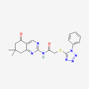 N-(7,7-dimethyl-5-oxo-5,6,7,8-tetrahydroquinazolin-2-yl)-2-[(1-phenyl-1H-tetrazol-5-yl)sulfanyl]acetamide