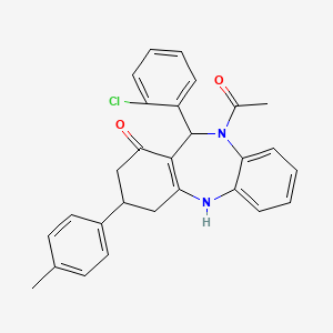 10-acetyl-11-(2-chlorophenyl)-3-(4-methylphenyl)-2,3,4,5,10,11-hexahydro-1H-dibenzo[b,e][1,4]diazepin-1-one