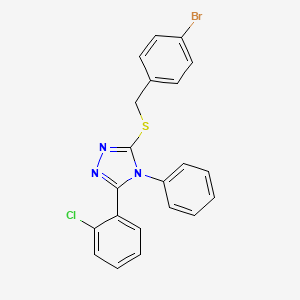 molecular formula C21H15BrClN3S B11186327 3-{[(4-bromophenyl)methyl]sulfanyl}-5-(2-chlorophenyl)-4-phenyl-4H-1,2,4-triazole 