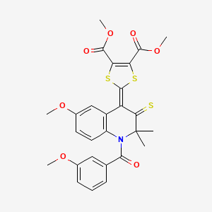 dimethyl 2-{6-methoxy-1-[(3-methoxyphenyl)carbonyl]-2,2-dimethyl-3-thioxo-2,3-dihydroquinolin-4(1H)-ylidene}-1,3-dithiole-4,5-dicarboxylate