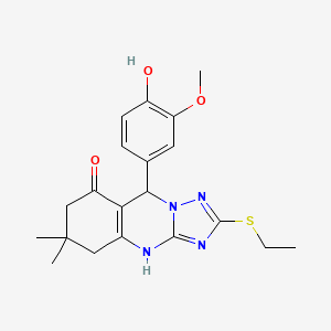 2-(ethylsulfanyl)-9-(4-hydroxy-3-methoxyphenyl)-6,6-dimethyl-5,6,7,9-tetrahydro[1,2,4]triazolo[5,1-b]quinazolin-8(4H)-one