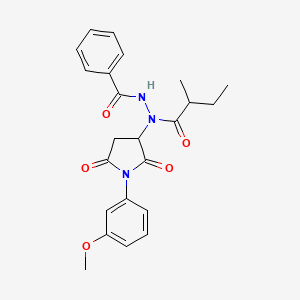 molecular formula C23H25N3O5 B11186454 N'-[1-(3-methoxyphenyl)-2,5-dioxopyrrolidin-3-yl]-N'-(2-methylbutanoyl)benzohydrazide 