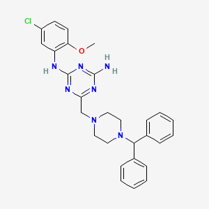 N-(5-chloro-2-methoxyphenyl)-6-{[4-(diphenylmethyl)piperazin-1-yl]methyl}-1,3,5-triazine-2,4-diamine