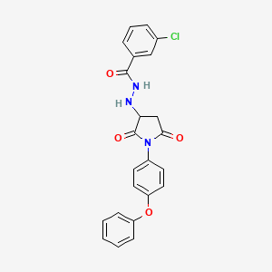 3-chloro-N'-[2,5-dioxo-1-(4-phenoxyphenyl)pyrrolidin-3-yl]benzohydrazide