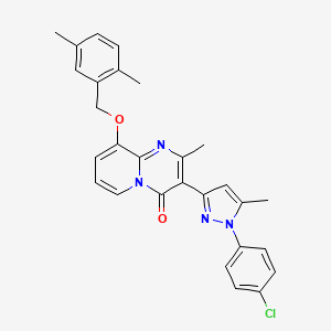 3-[1-(4-Chlorophenyl)-5-methyl-1H-pyrazol-3-yl]-9-[(2,5-dimethylphenyl)methoxy]-2-methyl-4H-pyrido[1,2-a]pyrimidin-4-one