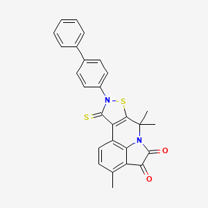 9-(biphenyl-4-yl)-3,7,7-trimethyl-10-thioxo-9,10-dihydro-7H-pyrrolo[3,2,1-ij][1,2]thiazolo[5,4-c]quinoline-4,5-dione