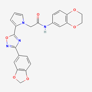 molecular formula C23H18N4O6 B11186586 2-{2-[3-(1,3-benzodioxol-5-yl)-1,2,4-oxadiazol-5-yl]-1H-pyrrol-1-yl}-N-(2,3-dihydro-1,4-benzodioxin-6-yl)acetamide 