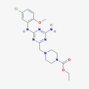 Ethyl 4-({4-amino-6-[(5-chloro-2-methoxyphenyl)amino]-1,3,5-triazin-2-yl}methyl)piperazine-1-carboxylate