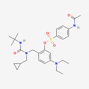 2-{[(Tert-butylcarbamoyl)(cyclopropylmethyl)amino]methyl}-5-(diethylamino)phenyl 4-acetamidobenzene-1-sulfonate