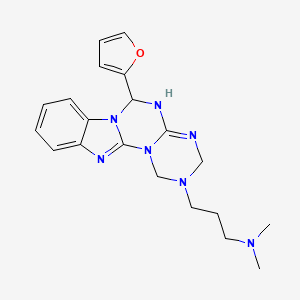 molecular formula C20H25N7O B11186712 3-[9-(furan-2-yl)-2,4,6,8,10,17-hexazatetracyclo[8.7.0.02,7.011,16]heptadeca-1(17),6,11,13,15-pentaen-4-yl]-N,N-dimethylpropan-1-amine 