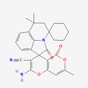 2''-amino-6',6',7''-trimethyl-2',5''-dioxo-5',6'-dihydro-5''H-dispiro[cyclohexane-1,4'-pyrrolo[3,2,1-ij]quinoline-1',4''-pyrano[4,3-b]pyran]-3''-carbonitrile