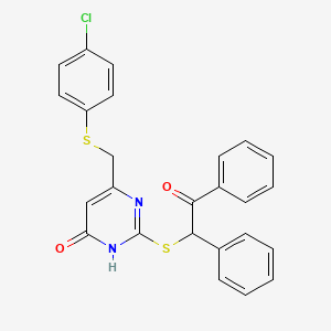 2-[(4-{[(4-Chlorophenyl)sulfanyl]methyl}-6-hydroxypyrimidin-2-yl)sulfanyl]-1,2-diphenylethanone