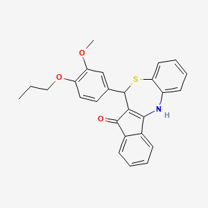 molecular formula C26H23NO3S B11186766 6-(3-Methoxy-4-propoxyphenyl)-6H-indeno[2,1-C][1,5]benzothiazepin-7-OL 