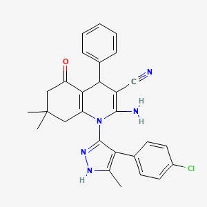 2-amino-1-[4-(4-chlorophenyl)-3-methyl-1H-pyrazol-5-yl]-7,7-dimethyl-5-oxo-4-phenyl-1,4,5,6,7,8-hexahydroquinoline-3-carbonitrile