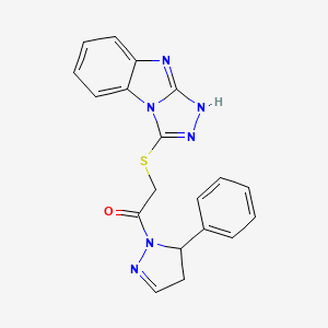 molecular formula C19H16N6OS B11186840 1-(5-phenyl-4,5-dihydro-1H-pyrazol-1-yl)-2-(9H-[1,2,4]triazolo[4,3-a]benzimidazol-3-ylsulfanyl)ethanone 