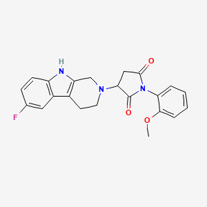 molecular formula C22H20FN3O3 B11186850 3-(6-fluoro-1,3,4,9-tetrahydro-2H-beta-carbolin-2-yl)-1-(2-methoxyphenyl)dihydro-1H-pyrrole-2,5-dione 