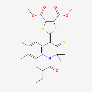 dimethyl 2-[2,2,6,7-tetramethyl-1-(2-methylbutanoyl)-3-thioxo-2,3-dihydroquinolin-4(1H)-ylidene]-1,3-dithiole-4,5-dicarboxylate