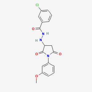 molecular formula C18H16ClN3O4 B11186883 3-chloro-N'-[1-(3-methoxyphenyl)-2,5-dioxopyrrolidin-3-yl]benzohydrazide 