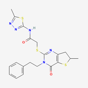 2-[[6-methyl-4-oxidanylidene-3-(2-phenylethyl)-6,7-dihydrothieno[3,2-d]pyrimidin-2-yl]sulfanyl]-N-(5-methyl-1,3,4-thiadiazol-2-yl)ethanamide