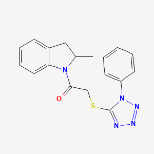 1-(2-methyl-2,3-dihydro-1H-indol-1-yl)-2-[(1-phenyl-1H-tetrazol-5-yl)sulfanyl]ethanone