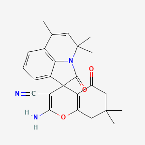 molecular formula C25H25N3O3 B11186996 2-amino-4',4',6',7,7-pentamethyl-2',5-dioxo-5,6,7,8-tetrahydro-4'H-spiro[chromene-4,1'-pyrrolo[3,2,1-ij]quinoline]-3-carbonitrile 