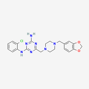 6-{[4-(1,3-benzodioxol-5-ylmethyl)piperazin-1-yl]methyl}-N-(2-chlorophenyl)-1,3,5-triazine-2,4-diamine