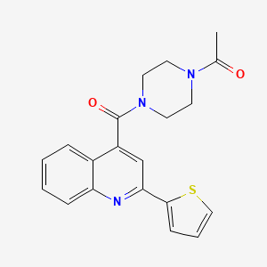 molecular formula C20H19N3O2S B11187107 1-(4-{[2-(Thiophen-2-yl)quinolin-4-yl]carbonyl}piperazin-1-yl)ethanone 