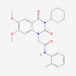 2-(3-cyclohexyl-6,7-dimethoxy-2,4-dioxo-3,4-dihydroquinazolin-1(2H)-yl)-N-(2-methylphenyl)acetamide