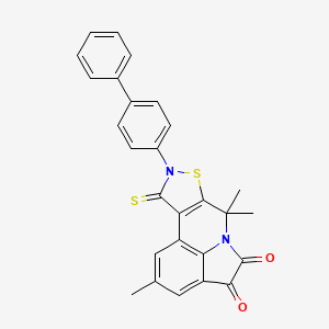 9-(biphenyl-4-yl)-2,7,7-trimethyl-10-thioxo-9,10-dihydro-7H-pyrrolo[3,2,1-ij][1,2]thiazolo[5,4-c]quinoline-4,5-dione