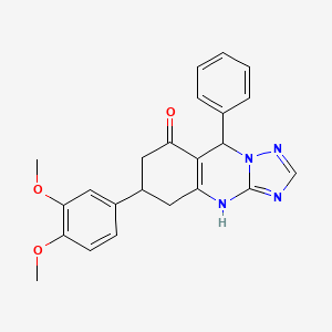 molecular formula C23H22N4O3 B11187227 6-(3,4-dimethoxyphenyl)-9-phenyl-5,6,7,9-tetrahydro[1,2,4]triazolo[5,1-b]quinazolin-8(4H)-one 