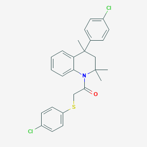 2-[(4-chlorophenyl)sulfanyl]-1-[4-(4-chlorophenyl)-2,2,4-trimethyl-3,4-dihydroquinolin-1(2H)-yl]ethanone