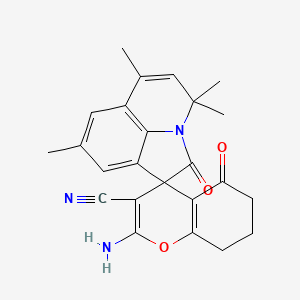 molecular formula C24H23N3O3 B11187252 2-amino-4',4',6',8'-tetramethyl-2',5-dioxo-5,6,7,8-tetrahydro-4'H-spiro[chromene-4,1'-pyrrolo[3,2,1-ij]quinoline]-3-carbonitrile 