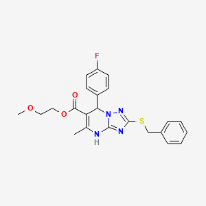 molecular formula C23H23FN4O3S B11187260 2-Methoxyethyl 2-(benzylsulfanyl)-7-(4-fluorophenyl)-5-methyl-4,7-dihydro[1,2,4]triazolo[1,5-a]pyrimidine-6-carboxylate 