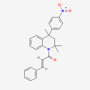 (2E)-3-phenyl-1-[2,2,4-trimethyl-4-(4-nitrophenyl)-3,4-dihydroquinolin-1(2H)-yl]prop-2-en-1-one