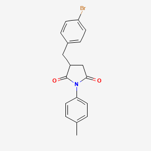 molecular formula C18H16BrNO2 B11187332 3-[(4-Bromophenyl)methyl]-1-(4-methylphenyl)pyrrolidine-2,5-dione 