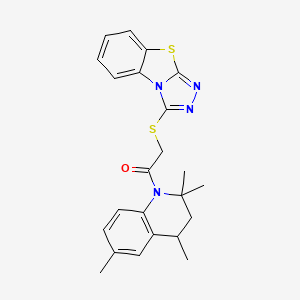 molecular formula C23H24N4OS2 B11187338 1-(2,2,4,6-tetramethyl-3,4-dihydroquinolin-1(2H)-yl)-2-([1,2,4]triazolo[3,4-b][1,3]benzothiazol-3-ylsulfanyl)ethanone 