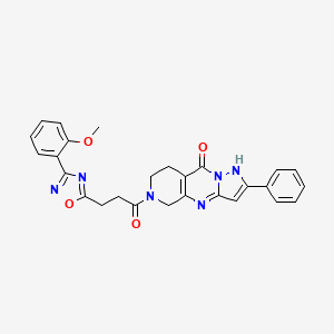 6-{3-[3-(2-methoxyphenyl)-1,2,4-oxadiazol-5-yl]propanoyl}-2-phenyl-5,6,7,8-tetrahydropyrazolo[1,5-a]pyrido[3,4-d]pyrimidin-9(1H)-one