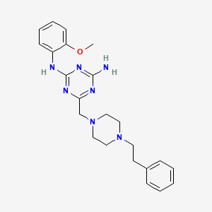 N-{4-amino-6-[(4-phenethylpiperazino)methyl]-1,3,5-triazin-2-yl}-N-(2-methoxyphenyl)amine