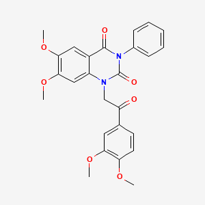 molecular formula C26H24N2O7 B11187436 1-[2-(3,4-dimethoxyphenyl)-2-oxoethyl]-6,7-dimethoxy-3-phenylquinazoline-2,4(1H,3H)-dione 