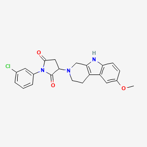 molecular formula C22H20ClN3O3 B11187457 1-(3-chlorophenyl)-3-(6-methoxy-1,3,4,9-tetrahydro-2H-beta-carbolin-2-yl)pyrrolidine-2,5-dione 