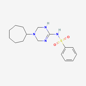 molecular formula C16H24N4O2S B11187463 N-(5-cycloheptyl-1,4,5,6-tetrahydro-1,3,5-triazin-2-yl)benzenesulfonamide 