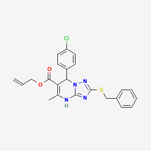 molecular formula C23H21ClN4O2S B11187504 Prop-2-en-1-yl 2-(benzylsulfanyl)-7-(4-chlorophenyl)-5-methyl-4,7-dihydro[1,2,4]triazolo[1,5-a]pyrimidine-6-carboxylate 