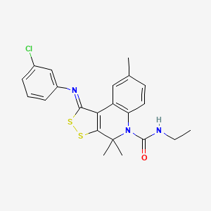 molecular formula C22H22ClN3OS2 B11187537 (1Z)-1-[(3-chlorophenyl)imino]-N-ethyl-4,4,8-trimethyl-1,4-dihydro-5H-[1,2]dithiolo[3,4-c]quinoline-5-carboxamide 