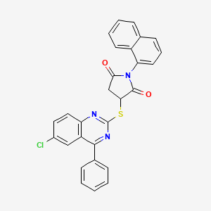 molecular formula C28H18ClN3O2S B11187554 3-[(6-Chloro-4-phenylquinazolin-2-yl)sulfanyl]-1-(naphthalen-1-yl)pyrrolidine-2,5-dione 