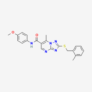 molecular formula C22H21N5O2S B11187557 N-(4-methoxyphenyl)-7-methyl-2-[(2-methylbenzyl)sulfanyl][1,2,4]triazolo[1,5-a]pyrimidine-6-carboxamide 